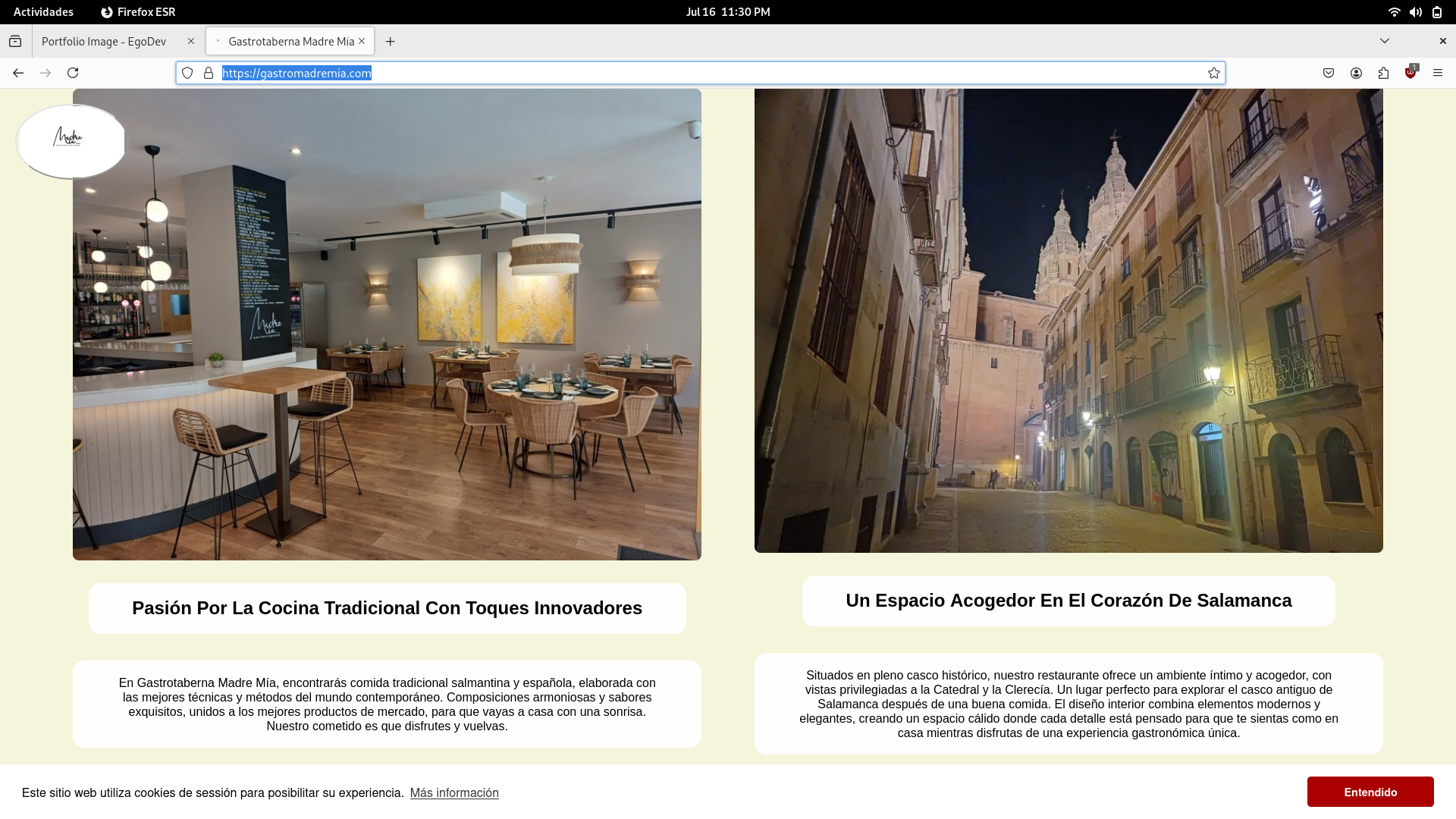 Página web de restaurante