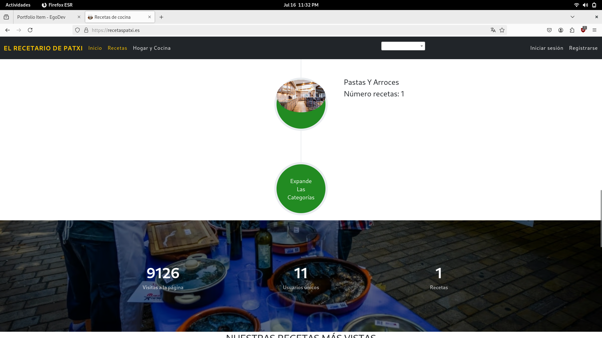 Página web de recetas