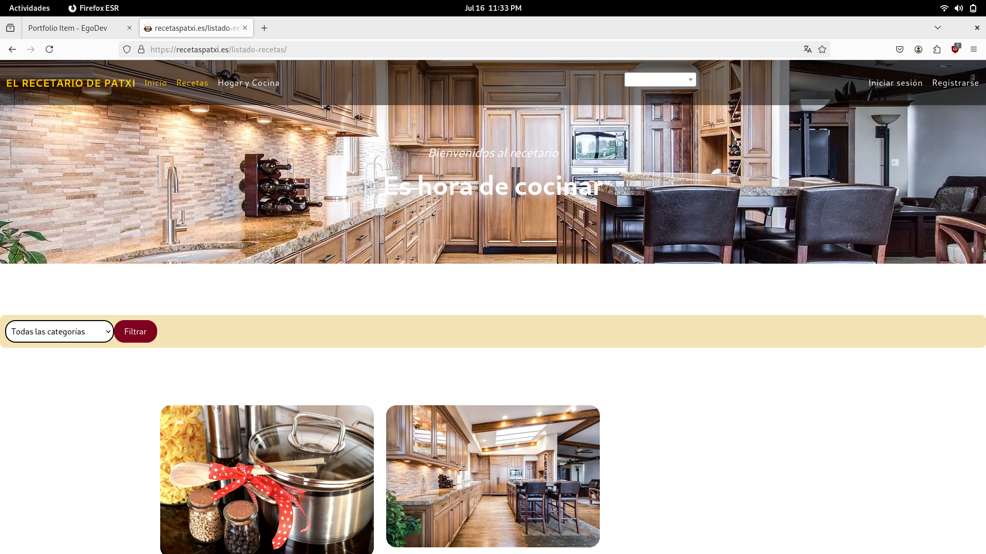 Página web de recetas